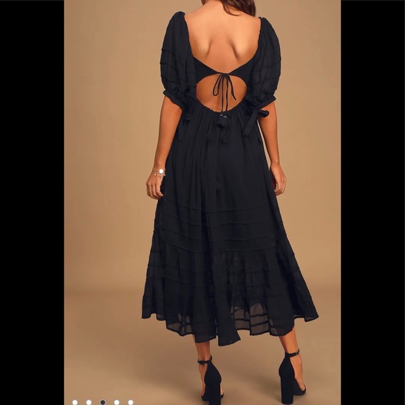 Puff Sleeve Backless Midi Bnwt | Poshmark
